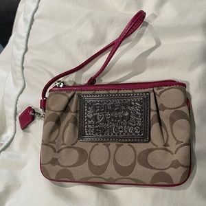 Coach Poppy Wristlet Pink and Beige